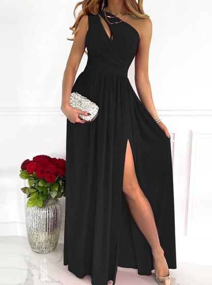 Tiphaine | Robe longue fendue à épaules ouvertes